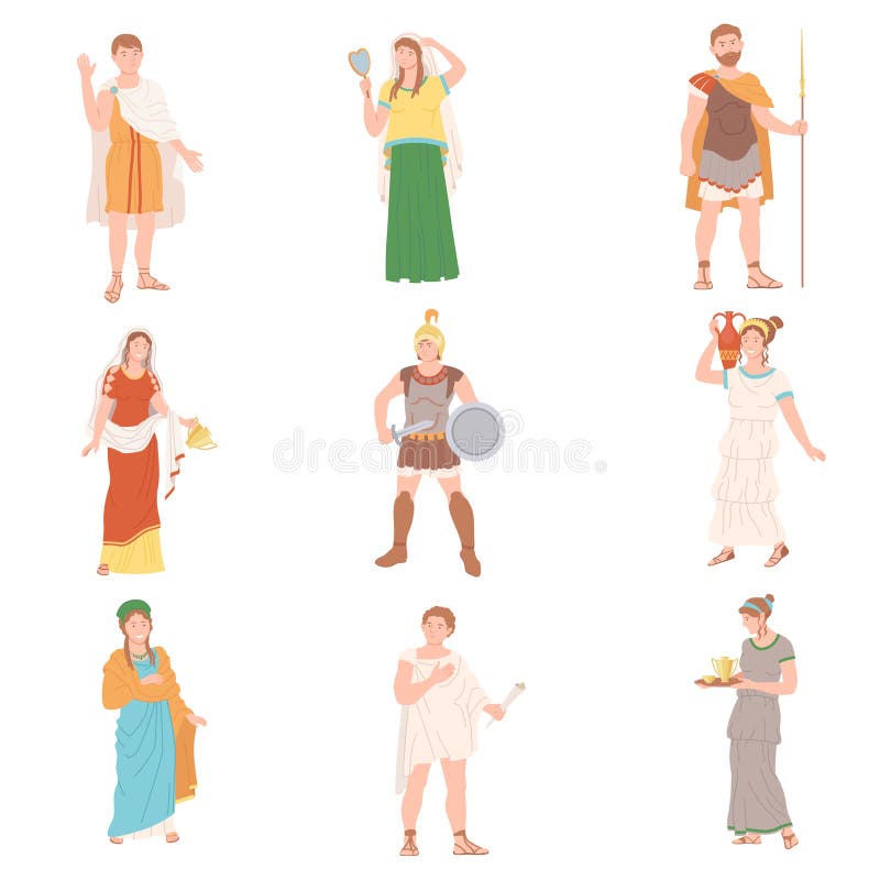 Roman People Characters as Cultural Ethnicity from Classical Antiquity Vector Set