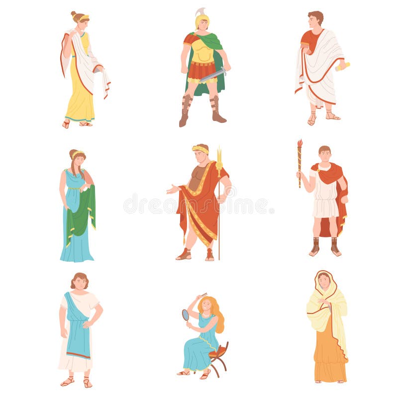 Roman People Characters as Cultural Ethnicity from Classical Antiquity Vector Set