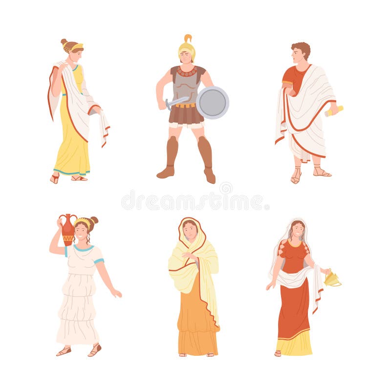 Roman People Characters as Cultural Ethnicity from Classical Antiquity Vector Set