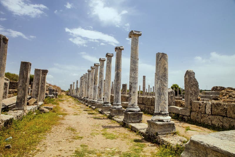 Roman Ruins in Perges, Turkey Stock Photo Image of archeology