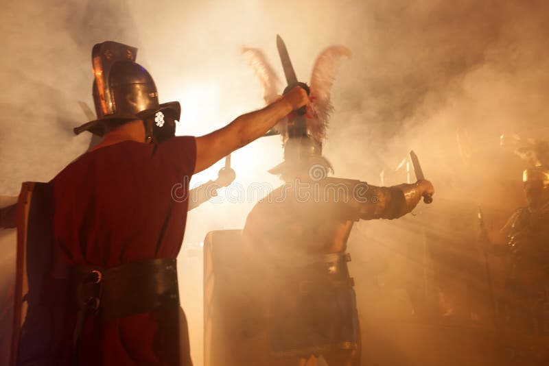 Roman Soldiers Attack stockfoto Roman Soldiers Attack stockfoto
