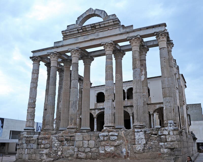 Roman The Temple of Diana at sunset in Merida, Extremadura Region, Spain stock image Roman The Temple of Diana at sunset in Merida, Extremadura Region, Spain stock image