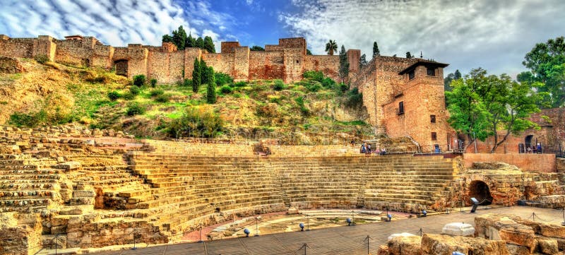 Roman Theatre antique à Malaga, Andalousie, Espagne photo libre de droits Roman Theatre antique à Malaga, Andalousie, Espagne photo libre de droits