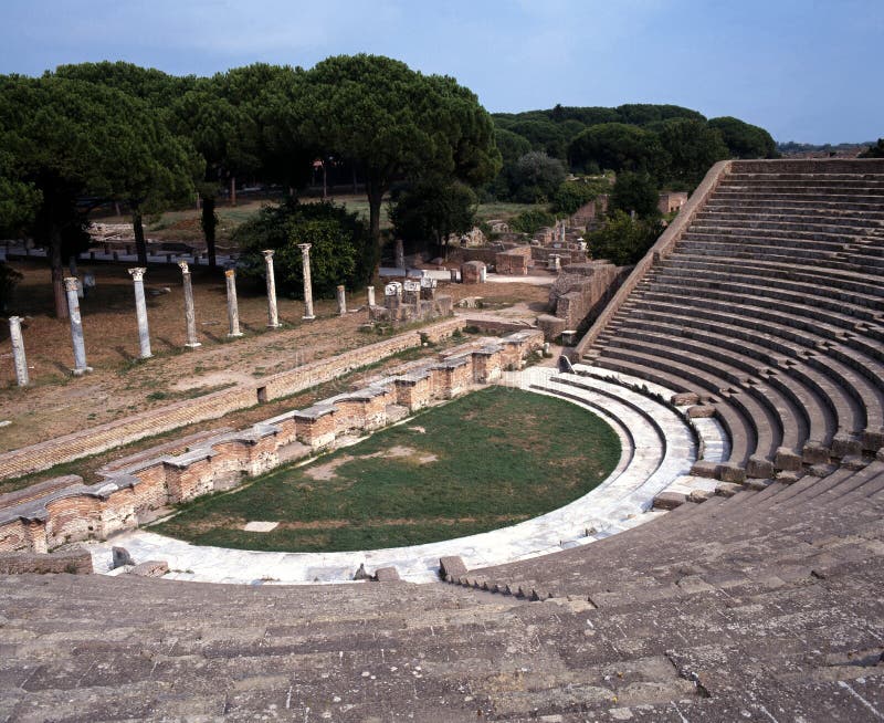 Roman Theatre, Ostia Antica, Rome. Stock Image Image of area, ruin