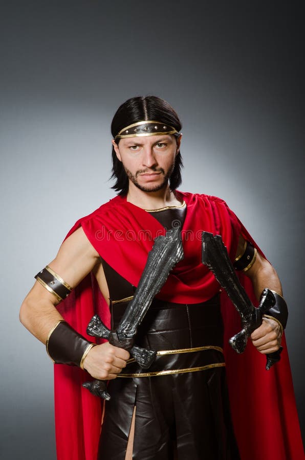 The Roman Warrior with Sword Against Background Stock Image - Image of ...