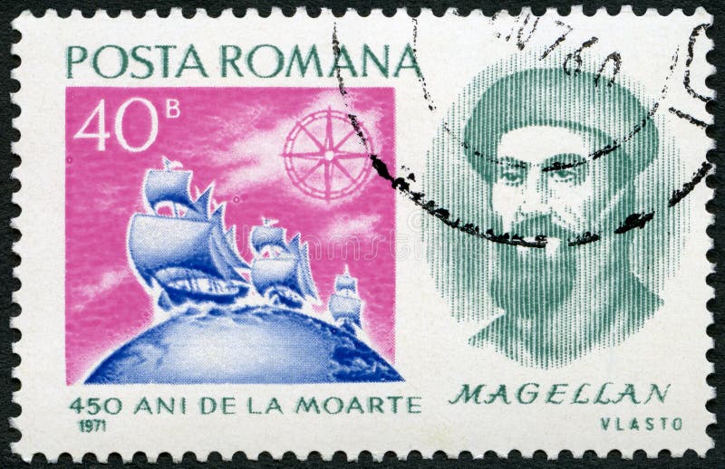 ROMANIA - 1971: shows Ferdinand Magellan 1480-1521, Portuguese explorer. ROMANIA - CIRCA 1971: A stamp printed in Romania shows Ferdinand Magellan 1480-1521 stock photography ROMANIA - 1971: shows Ferdinand Magellan 1480-1521, Portuguese explorer. ROMANIA - CIRCA 1971: A stamp printed in Romania shows Ferdinand Magellan 1480-1521 stock photography
