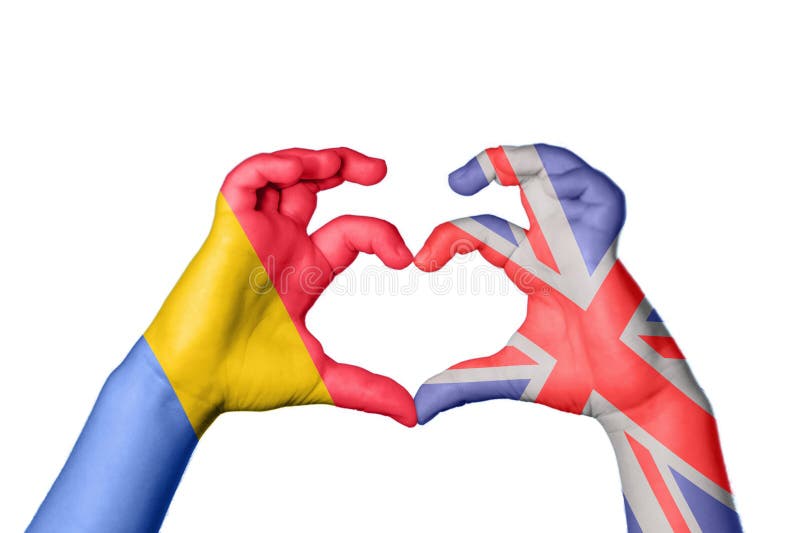 Romania United Kingdom Heart, Hand gesture making heart royalty free illustration