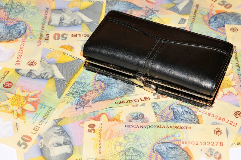 Romanian currency stock photo