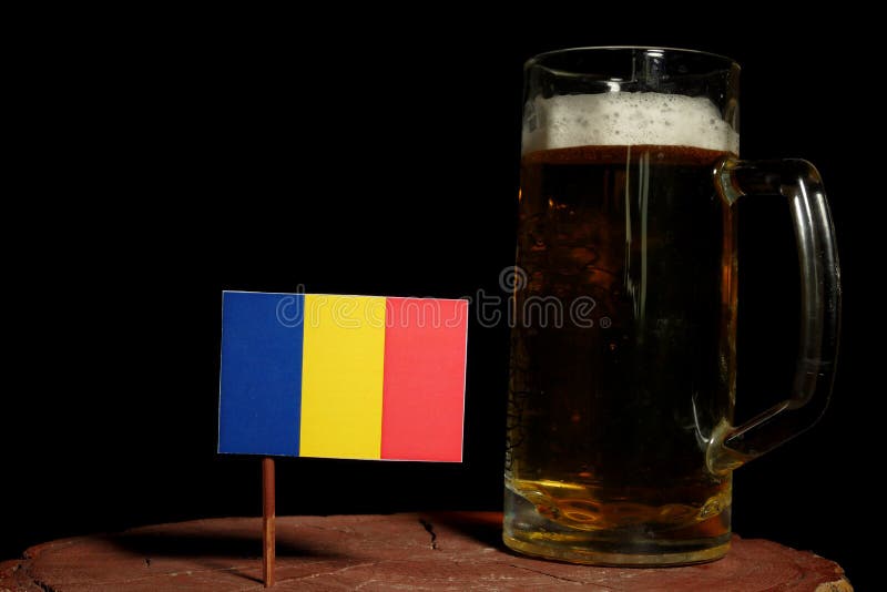 Romanian Flag with Beer Mug on Black Stock Image Image of full