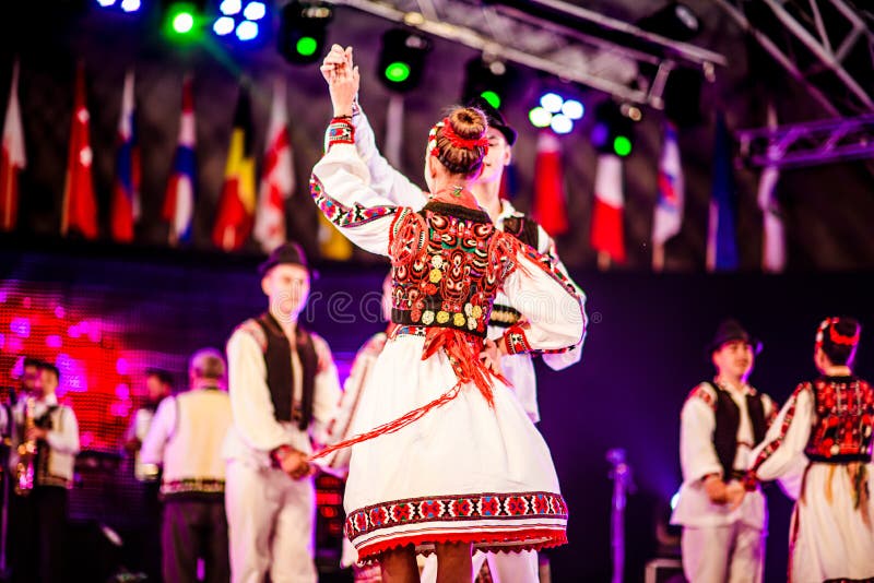 Romanian folkloric dancers stock image Romanian folkloric dancers stock image