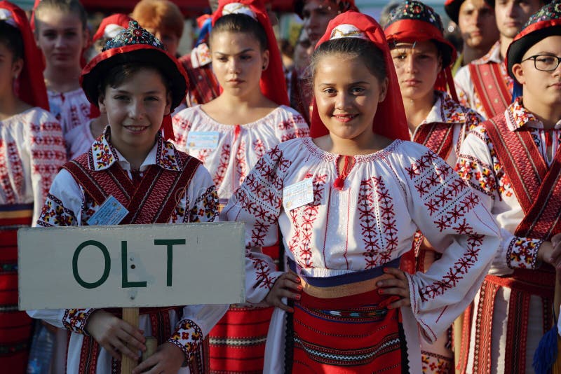 Romanian Group of Dancers in Traditional Costumes at the International ...