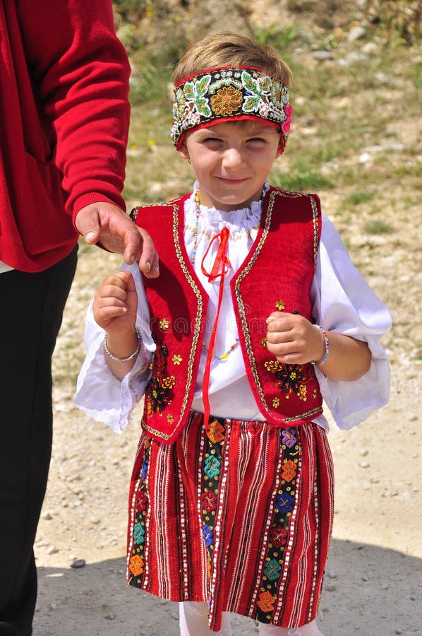 Romanian little girl with national costume royalty free stock photo
