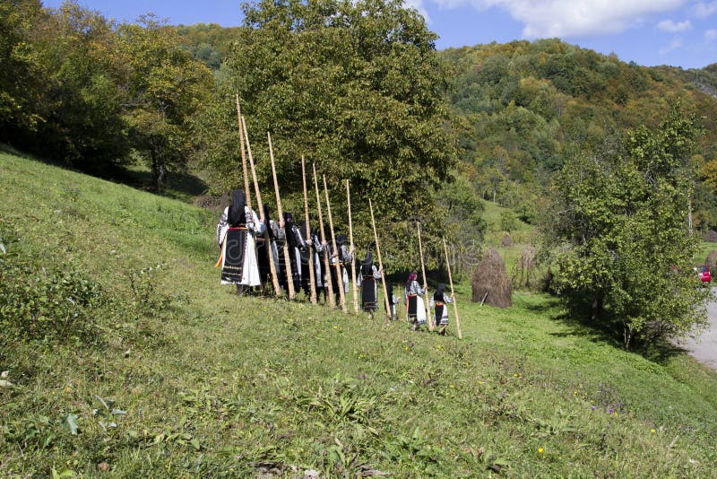 Romanian traditional costumes stock photography