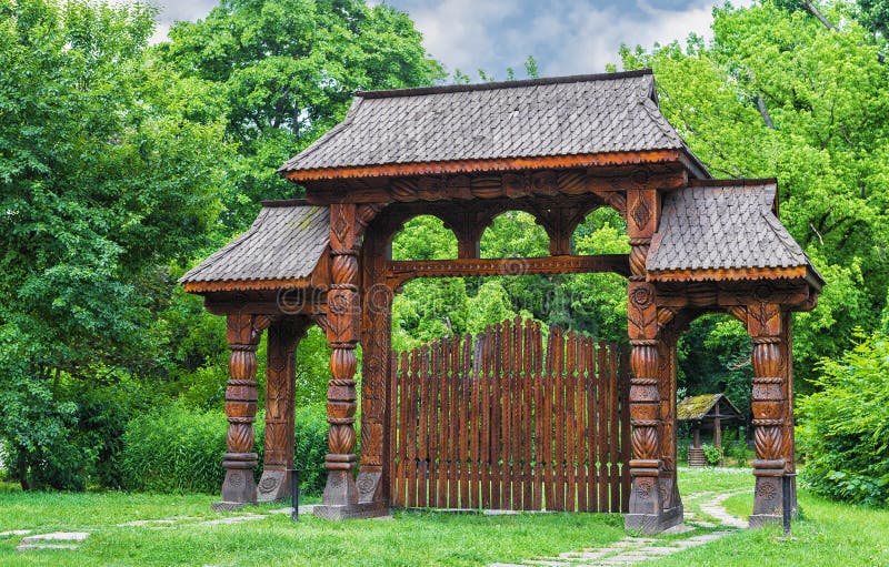 Romanian Traditional Wooden Door from Maramures Area Stock Image ...