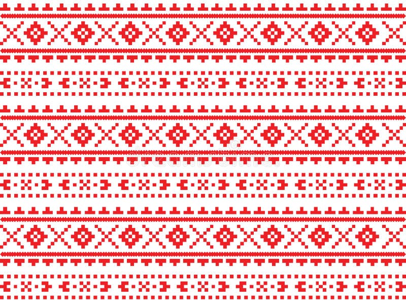 Romanian, Ukrainian, Belarusian red embroidery seamless pattern