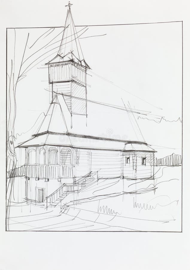 Romanian wooden church stock illustration