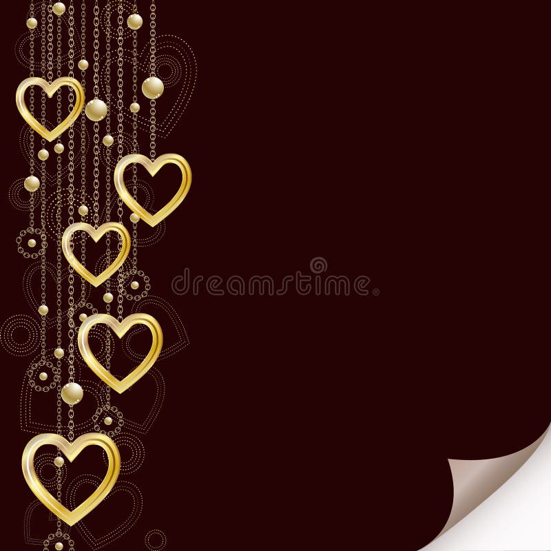 Romantic background with golden hearts
