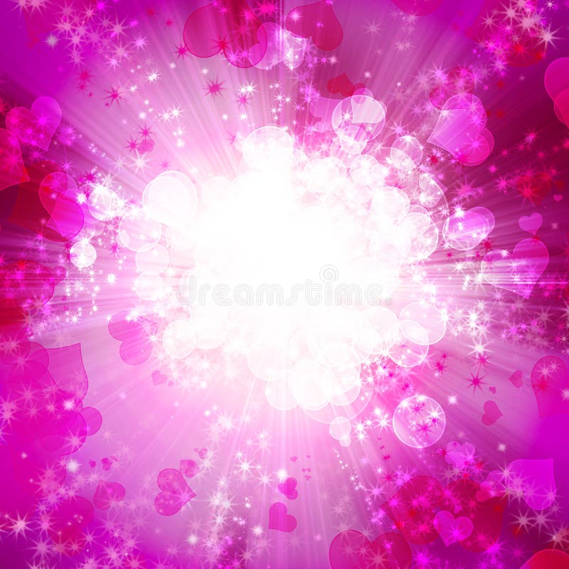 Romantic background with hearts and stars