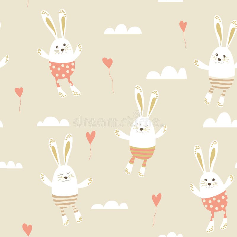 Romantic card with cute rabbits in love.