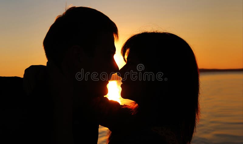 Romantic couple kissing