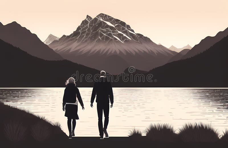 Valentine S Day Couple in Love on Hiking Adventure in the Countryside