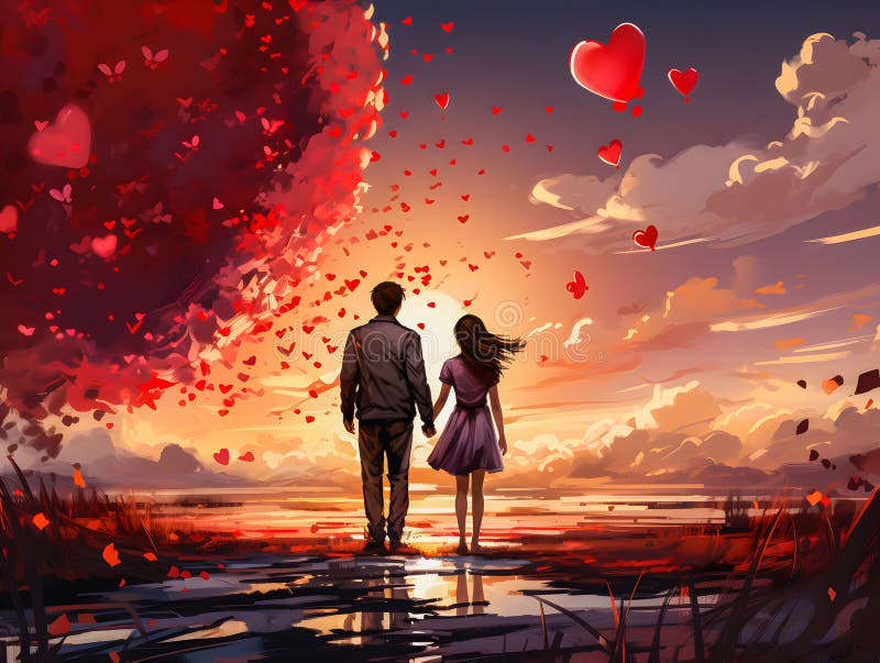 Render Happy Hearts Holding Hands While Walking Stock Illustration by  ©gouraudstudio #203621504