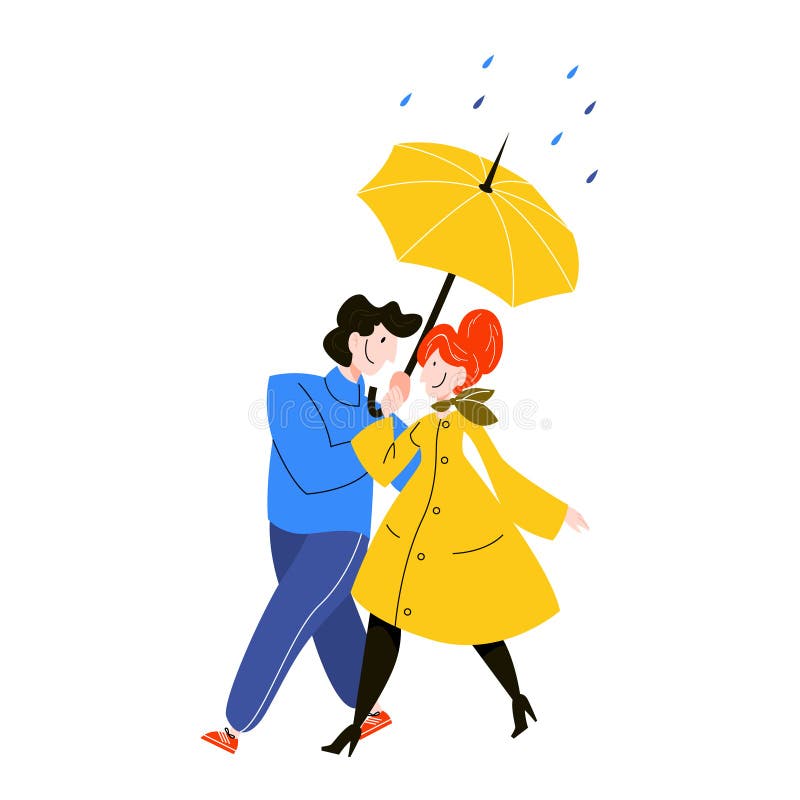 Couple Love Under Rain Umbrella Stock Illustrations 679 Couple Love