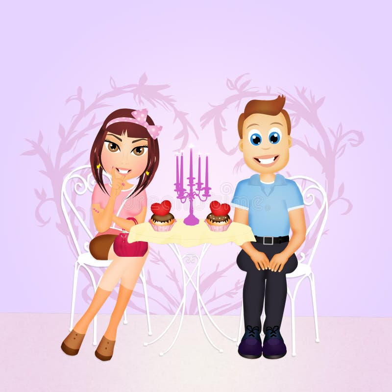 Romantic dinner for couple stock illustration