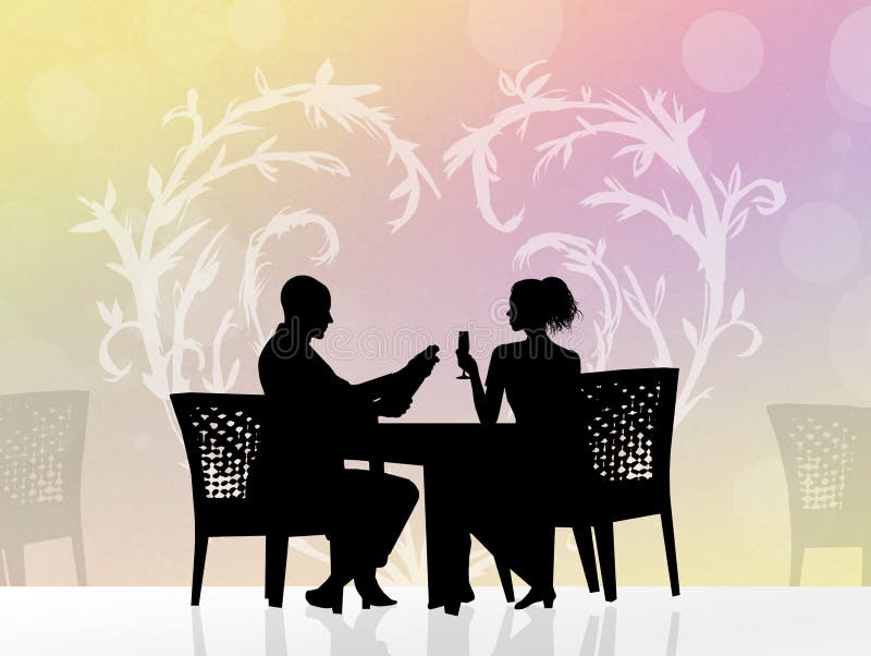 Romantic dinner stock illustration