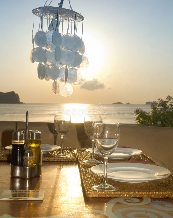 Romantic Dinner on the Ocean Stock Image - Image of stemware, romance