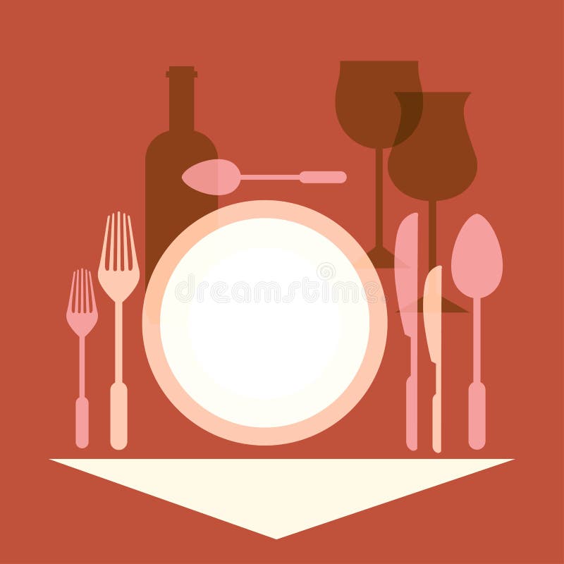 Romantic dinner, table setting in a restaurant stock illustration