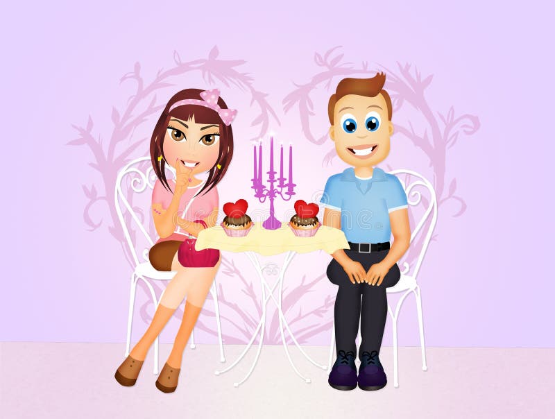 Romantic dinner for two royalty free illustration