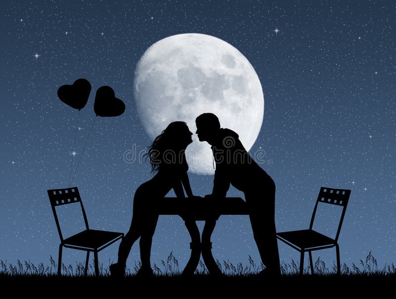 Romantic dinner for two vector illustration