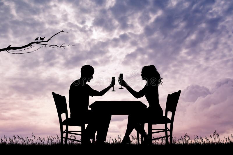 Romantic dinner for two vector illustration