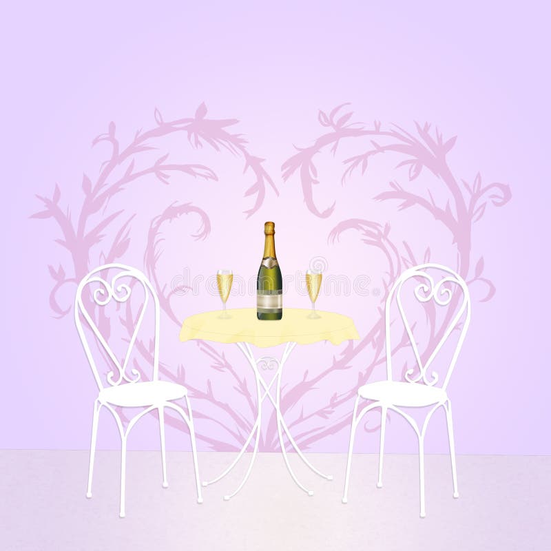 Romantic dinner for two vector illustration