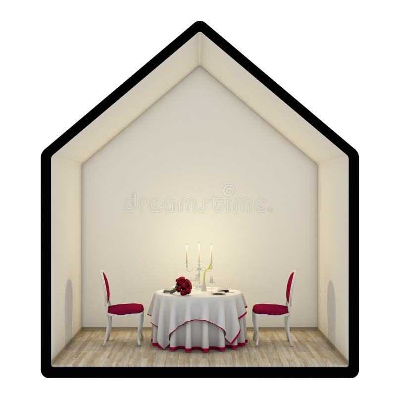 Romantic dinner for two, isolated on white background stock illustration