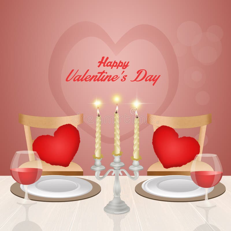 Romantic dinner for Valentines day vector illustration