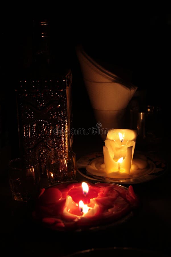 Romantic Evening with Candles. Stock Image Image of warm, candles