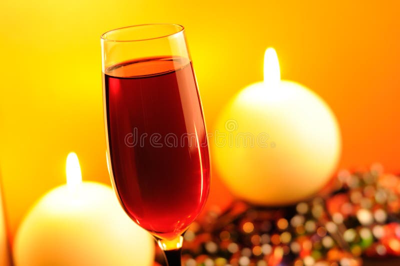 Romantic Evening - Red Wine and Burning Candles