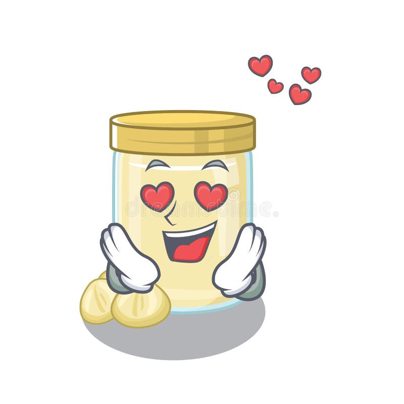 Romantic falling in love macadamia nut butter cartoon character concept royalty free illustration