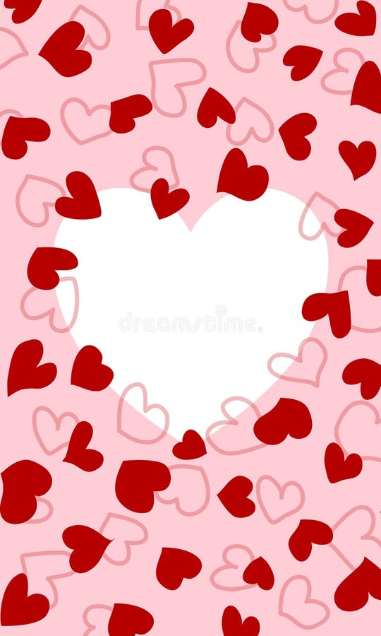 Romantic Frame For Valentines Day Cute Heart Shape Made Of Little