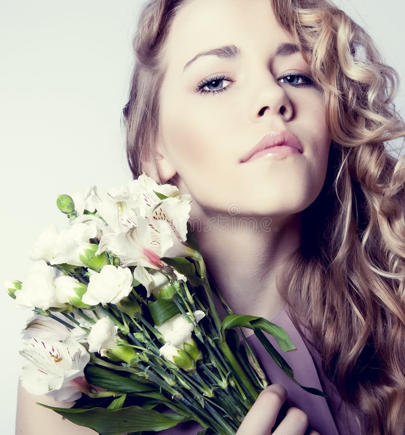Teen Girl with a Bouquet of Flowers Stock Photo Image of perfect, natural 53168148