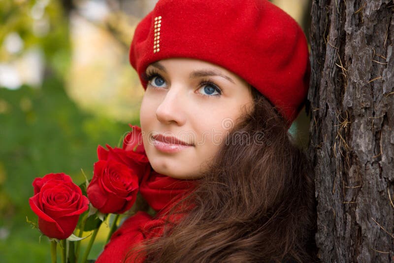 Romantic girl with roses