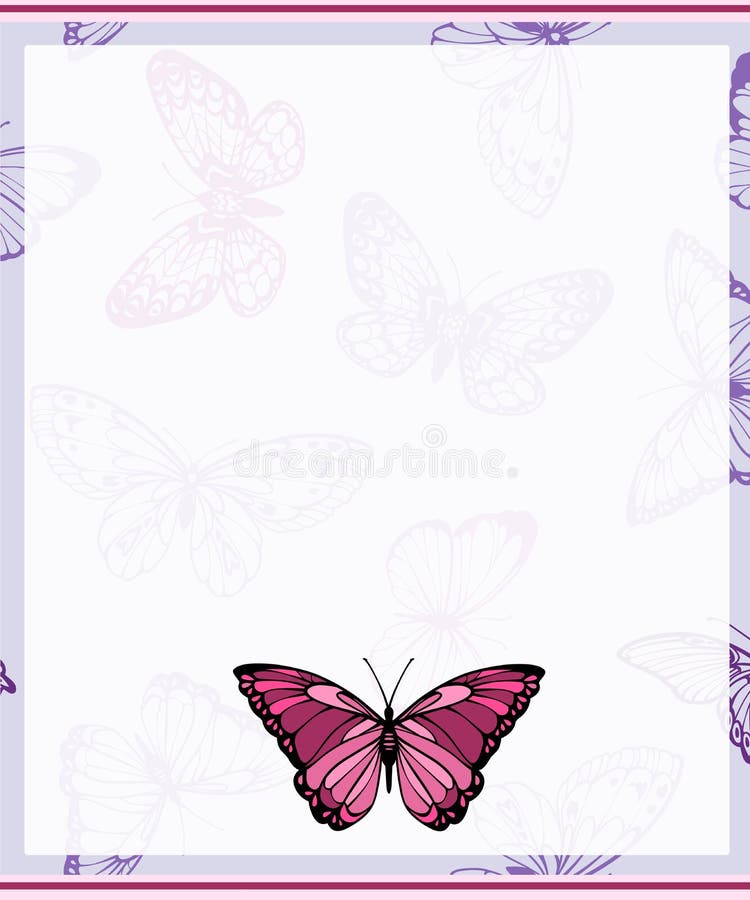 Romantic Vector Diary Page Template with Pink Butterfly Stock Romantic Vector Diary Page Template with Pink Butterfly Stock