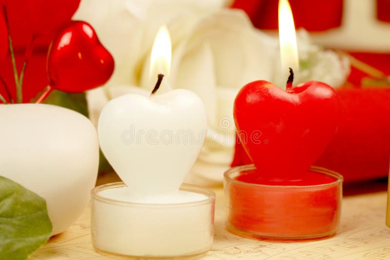 Romantic Heart Shaped Candles Set Stock Image Image of marry