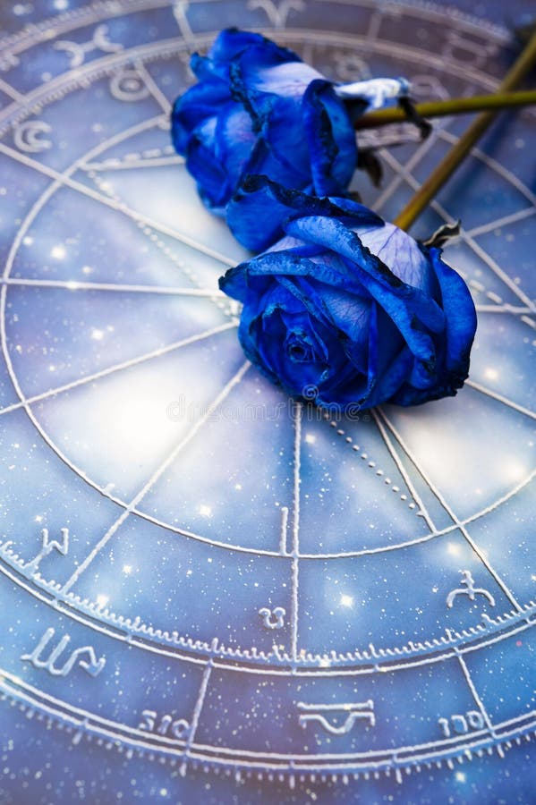 Astrologia oroscopo, blu zodiaco un bellissimo fiore blu Come zodiaco un un argomento.