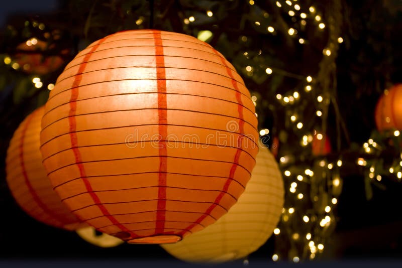 Romantic Japanese Paper Lantern Stock Photo Image of party, blossom
