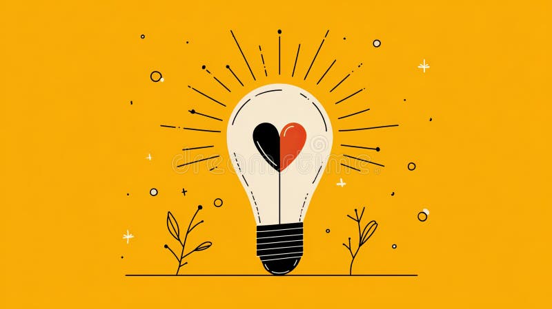 Romantic Light Bulb Concept with Red Heart Inside royalty free stock images