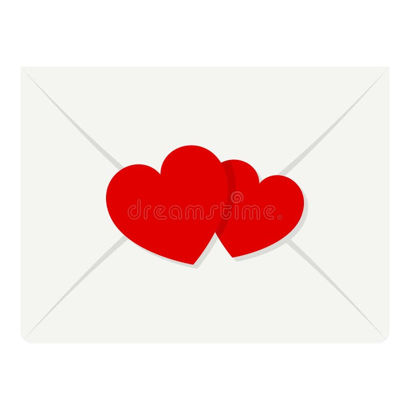 Romantic Mail Envelope Flat Icon on White royalty free illustration Romantic Mail Envelope Flat Icon on White royalty free illustration