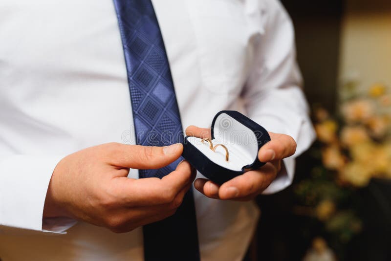 Romantic Man Making a Marriage Proposal, Close Up Photo Stock Photo